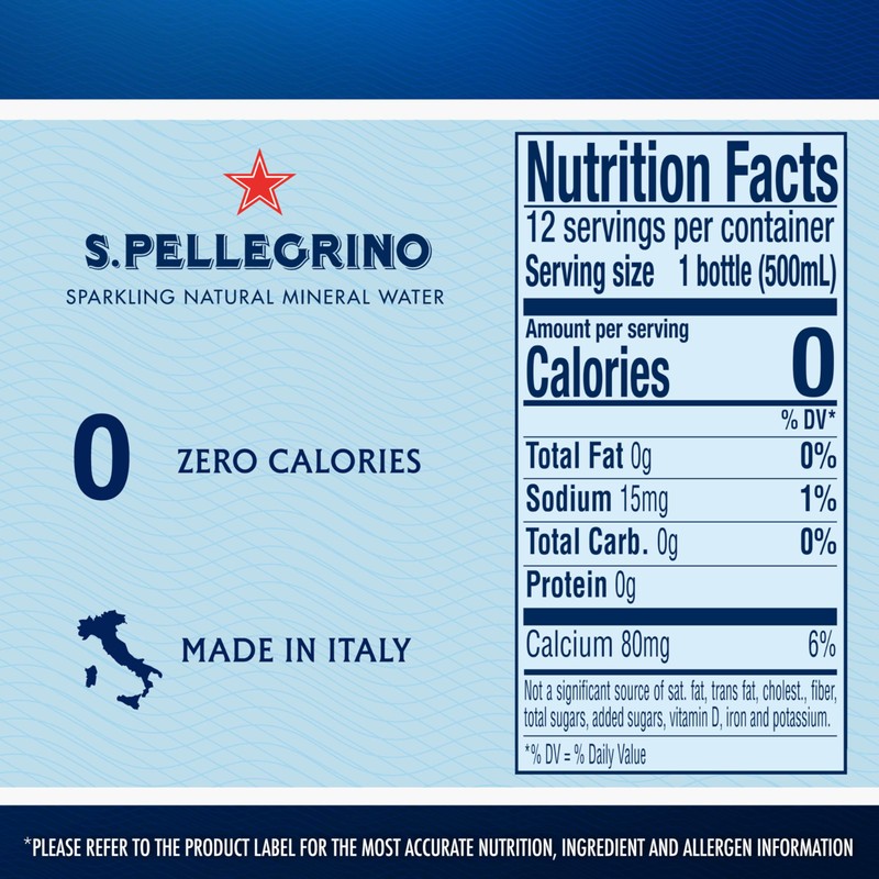 S.Pellegrino Sparkling Natural Mineral Water, Plastic Bottles, 16.9 Fl Oz