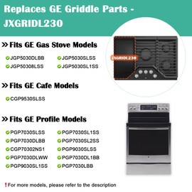 JXGRIDL230 Cast Iron Griddle Replacement for GE Gas Stove Top, GE JGP5030SLSS JGP5030DLBB, GE Cafe CGP9530SLSS, GE Profile PGP7030SLSS PGP7030SL1SS PGP9030SLSS 5 Burner Griddle Plate Flat Cooktop Pan.
