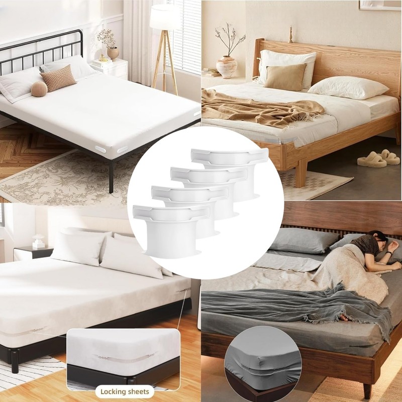 Bed Sheet Holder with Lock Strips, 4 PCS Lock Sheet