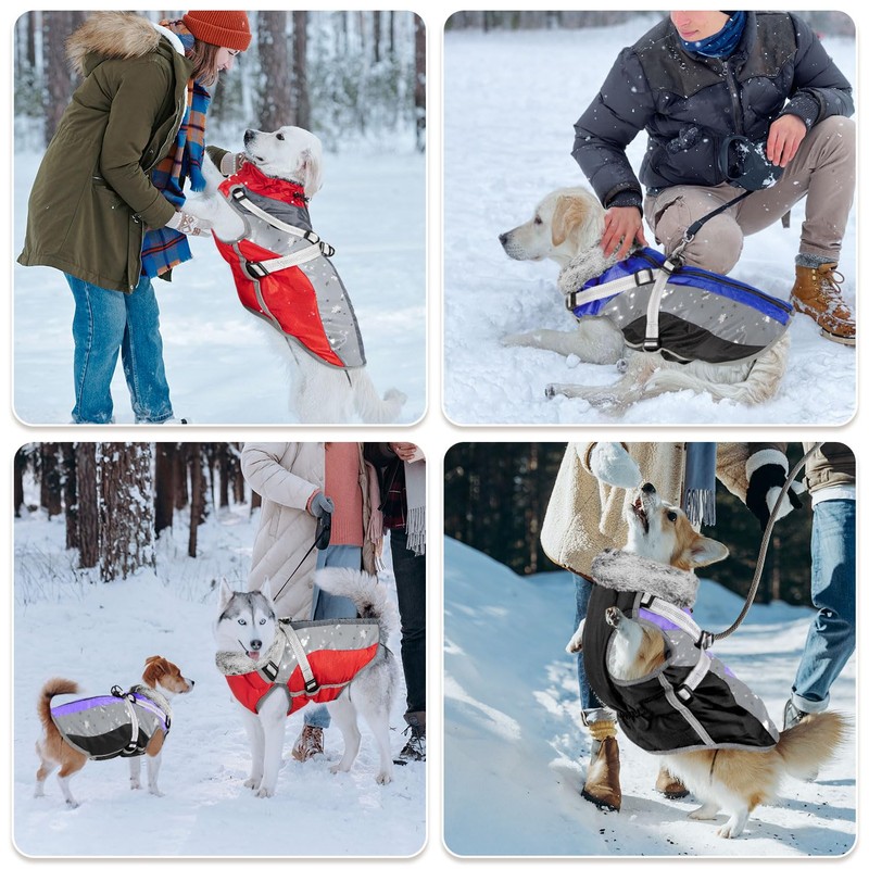 SlowTon Dog Jacket with Harness Built in - Waterproof Fleece