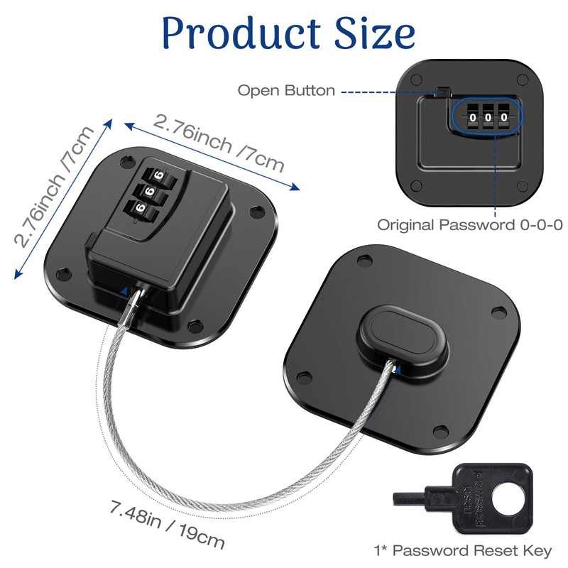 Fridge Refrigerator Lock with Combination, Heavy Duty Lock for Cabinet,