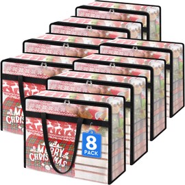 TasticTotes 8 Pack Clear Storage Bags for Comforter, Clothes & Bedding, Plastic Blanket Storage with Zipper and Handle, Moving Bags, Closet Organizer and Under-Bed Storage (90L)