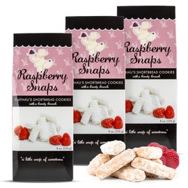 Flathau’s Fine Foods, Gourmet Shortbread Cookies, Handcrafted All Natural Artisan Bites, Southern-Baked Sweet Snaps with a Buttery Finish (Pack of 3, Raspberry)