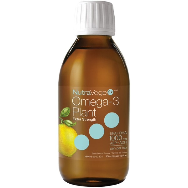NutraSea NutraVege 2X Omega-3 (Plant Based) Extra Strength, Lemon /