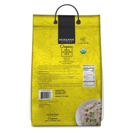 Organic Sona Masoori Rice by Khazana in 20 lb Bag - Aromatic and Flavorful Indian Grain - Non-GMO, Gluten Free, Kosher, Cholesterol Free