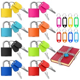 Luggage Padlocks, 8 Pairs Metal Suitcase Locks with Keys, Multicolor Mini Keyed Padlock for Luggage, Suitcase, Backpack, Laptop Bag, Gym Locker, Filing Cabinets, Toolbox (8 Colors)