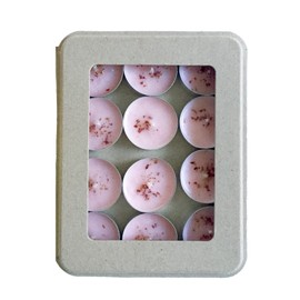 Kaya 12 Garden Rose Scented Tea Lights, Vegan, Gift for everyone
