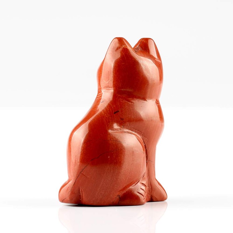 50mm Red Jasper Cat Statue Feng Shui Crafts Carved Figurine