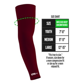 Nxtrnd Air-TEK Arm Sleeves, Breathable Football Arm Sleeves, Compression Arm Sleeves for Men, Sold as a Pair (Large, Maroon)