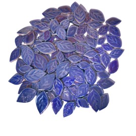 500g Random Iridescent Leaves Ceramics Mosaic Tiles,Making Creative 3 Size Ceramic Mosaic Pieces for DIY Craft,Flowerpots, Vases, Cups, Garden Decor Mosaic Making Supplies (Navy Blue)