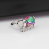 Uloveido Women's Platinum Plated Rainbow Elephant Rings Simulated Topaz Ring