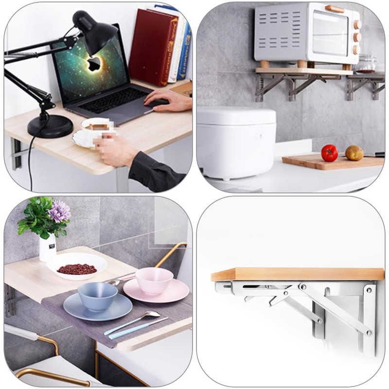 Ruidee 2Pcs Folding Shelf Brackets 250mm Metal Support Bracket Wall