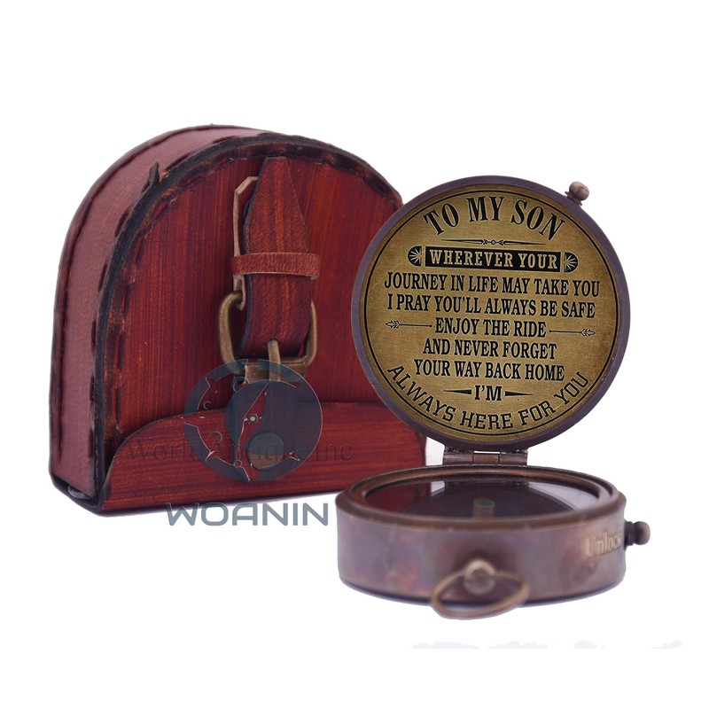 WOANIN Compass with Case/Gift for Son/to My Son Gifts/Mom to