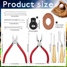 Glove Relacing Kit for Baseball or Softball Mitts Baseball Glove Care Kit Includes 2 Strips 78.74 inch Baseball Glove Lace Drawstring Threader, 4 Pcs Glove Locks 5 Pcs Lacing Tools with Box(Tan)