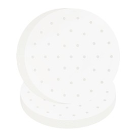 150 PCS Bamboo Steamer Liners, Round Air Fryer Parchment Paper with Holes, 10 Inches Anti-Stick Steamer Liner, White Steamer Paper