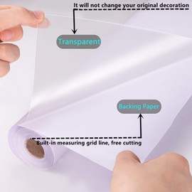 practicalWs 17.71In×196.7In Clear Wallpaper Transparent Kitchen Backsplash Protective Contact Paper Removable Clear Wall Protector Oil Proof Waterproof Sticker Easy to Clean