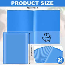 Henoyso 24 Piece Two Pocket Parent Teacher Communication Folder Homework Take Home Folders with Clear Front Pocket Plastic Heavy Duty Fit Letter Size for Home and School 11.8 x 9.45(Blue)