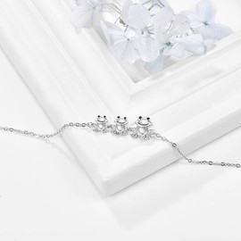 KINGWHYTE Frog Bracelet 925 Sterling Silver Animal Bracelet Adjustable Frog Bracelets Birthday Christmas Jewellery Gifts for Women Girls