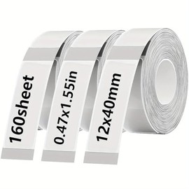 Clear D30 Label Tape, 3Rolls 12x40mm Transparent Thermal Label Paper for Phomemo D30 Printer Maker Tape Refill for Print Master D30 Labels Refill 12mm x 40mm (0.47 x 1.57 Inch) Clear
