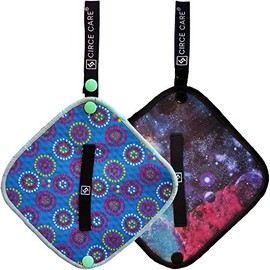 CIRCE CARE Pee Cloth:Silver Infused Pee rag for Women who Pee Outdoors, Reusable Absorbent Wipes, Eco alt. to Toilet Paper, Female Urination Solution for Camping, Hiking (2pc Combi- BlueDisco+Galaxy)