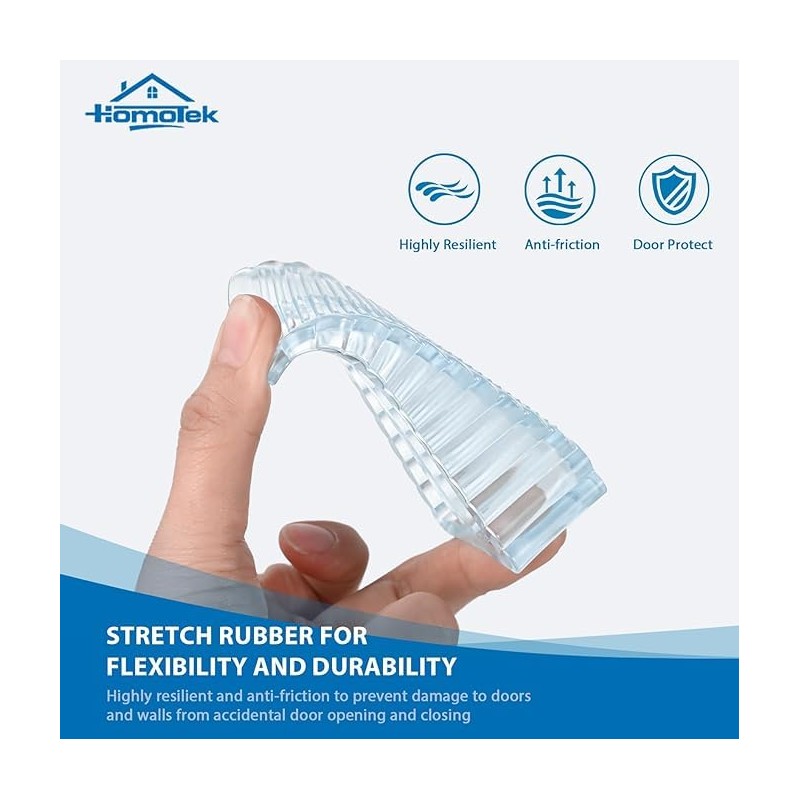 HOMOTEK 4 Pack Wedge Rubber Door Stops Black -Non-Slip Stoppers