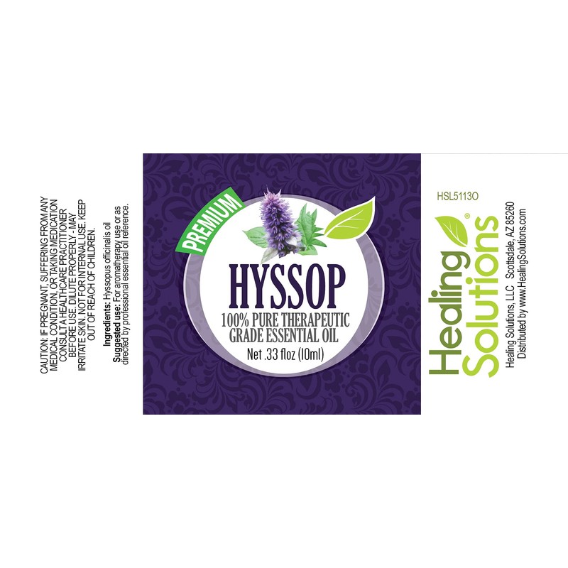 Healing Solutions 10ml Oils - Hyssop Essential Oil - 0.33