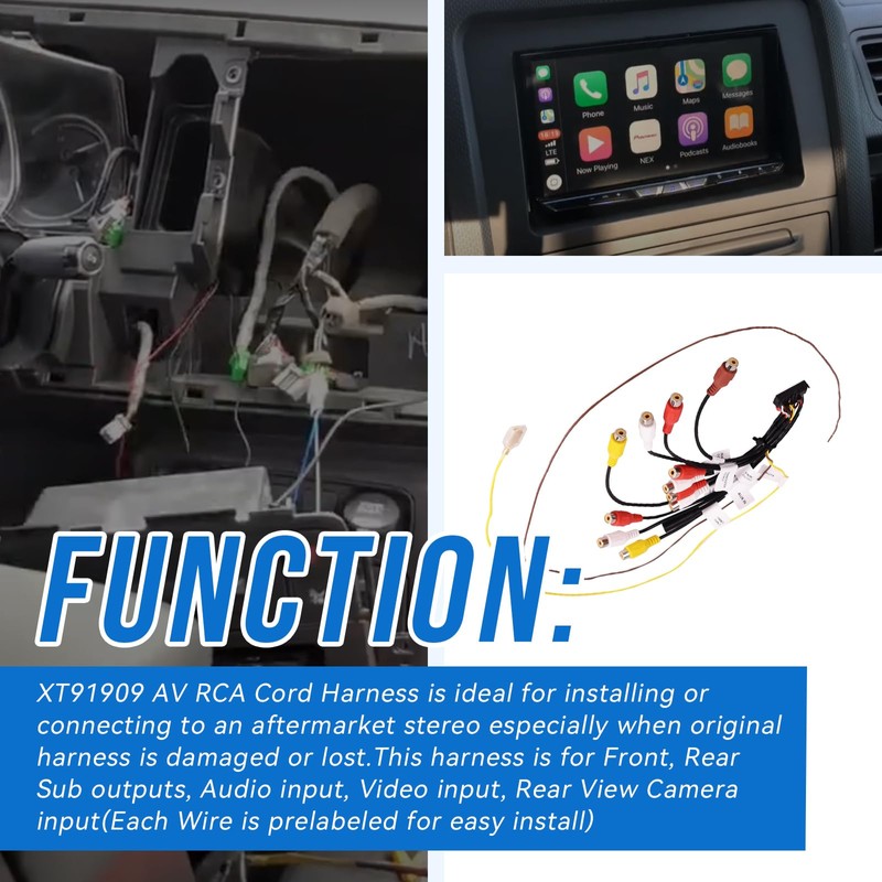 SeDeplacer 24Pin AV-RCA Harness XT91909 Compatible with Pioneer AVH-W4400NEX,AVH-W4500NEX,AVIC-W6400NEX,AVIC-W6500NEX,AVIC-W6600NEX(CDP1803),for Select