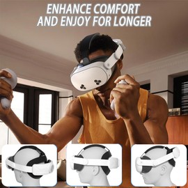 MINGZE Head Strap for Meta Quest 3S/Quest 3, Adjustable Elite Strap Replacement, VR Accessories to Reduce Head Pressure and Comfort in VR, Foldable and Portable (White)