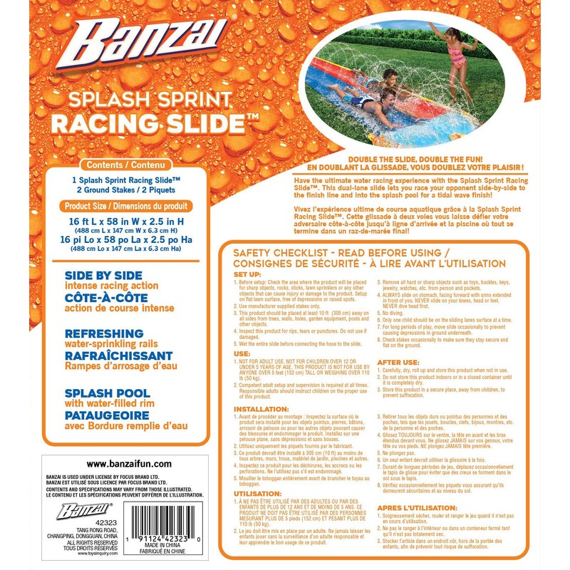 BANZAI Splash Sprint Racing Slide