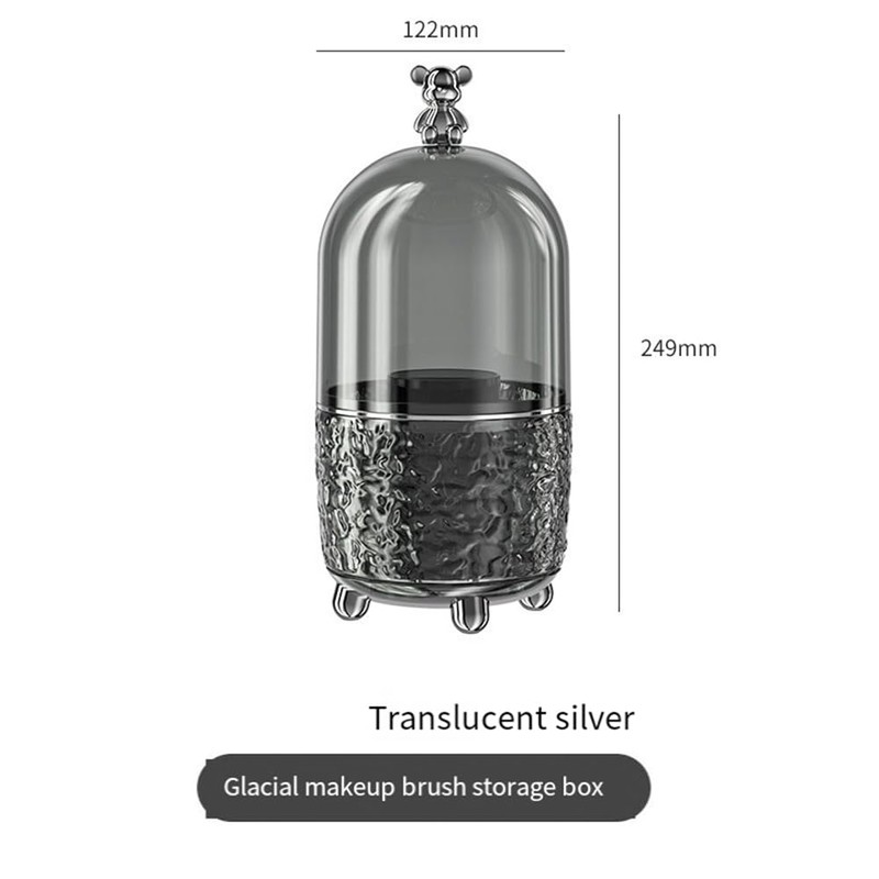 Snblzhef Makeup Brush Holder with Lid 360 Rotating Clear Dustproof