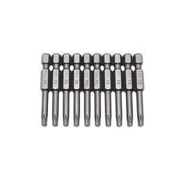 TEMO 10 pc T20 Torx Star Head Screwdriver Bit Set, S2 Steel 6 Point T-20 Reduced Round Shaft Screwdriver Insert Bits Hex Shank
