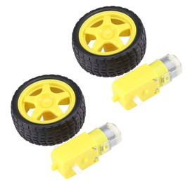 KKHMF 2 Pairs DC 3-6V Geared Motor + Smart Car Robot Tire 65*28MM Compatible with DIY Arduino for Electronic Crafts