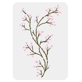 FINGERINSPIRE Branch Painting Stencils 11.7x8.3 inch Large Bare Branches & Budding Flower Drawing Stencil Plastic PET Tree Branch Stencil DIY Art Crafts for Painting on Wall Tiles Windows Fabric
