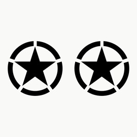 Autodomy Pack of 2 Sticker Stars, Military Sticker, Resistant to Rain and Sun, Sticker for Car, 4x4 Offroad Off-Road Vehicle, Us Army Sticker (Black, 15 cm)