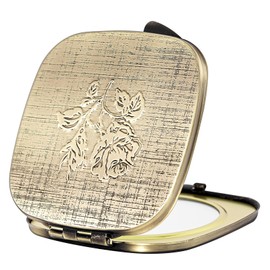LIKSANGMETALS LIKSANGMETALS Travel Small Compact 1X/2X Mirror - Handheld, Foldable, Lightweight - Mini Pocket Magnifier for Wallet - Square 3.0 inches x 2.8 inches (Ancient Bronze)