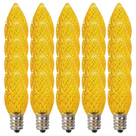 EZLS C7 Yellow Faceted LED Bulbs - Box of 25 Yellow C7 Replacement Bulbs