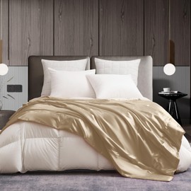 YASMENG Taupe Cooling Satin Throw Blanket 50 x 60 Inches for All Seasons