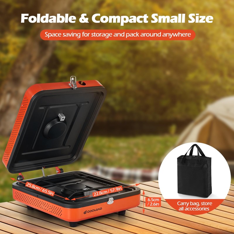 Odoland Portable 2 Burner Camping Stove Propane 17000 BTU/h Gas