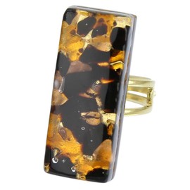 Glass Of Venice Venetian Reflection Rectangular Ring - Topaz Gold, Glass, Crystal
