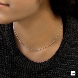 Amberta Women 925 Sterling Silver 1.4 mm Snake Chain Necklace: 18 inch/ 45 cm