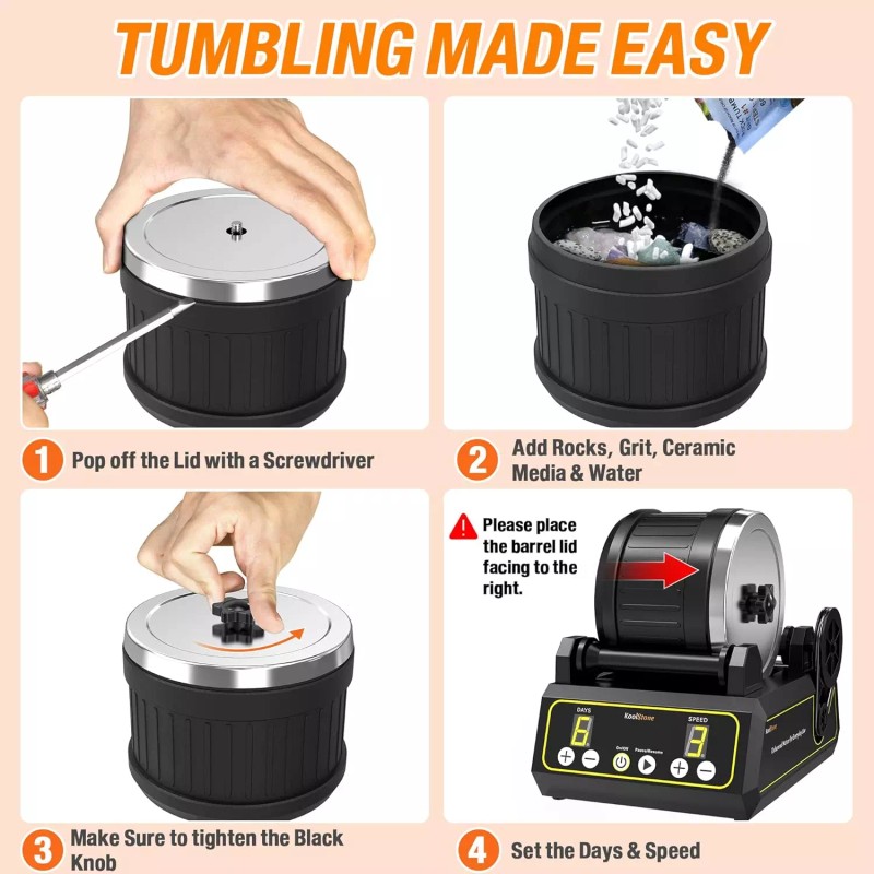 KoolStone Large 2.5LB Professional Rock Tumbler Kit 3-Speed Motor &