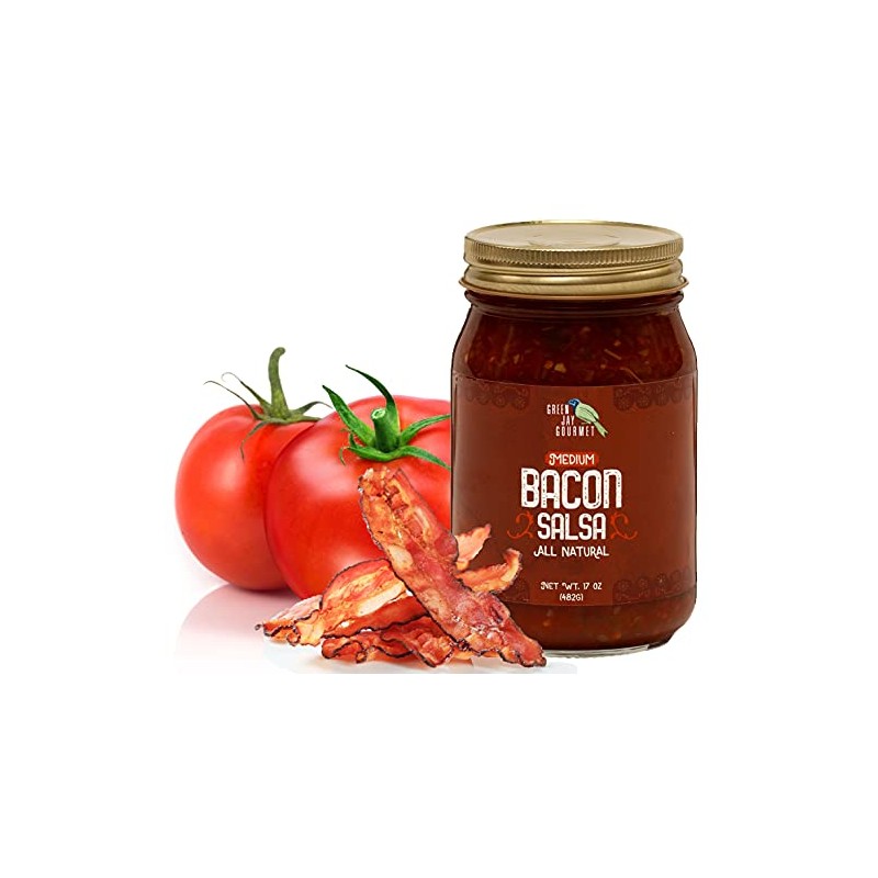 Green Jay Gourmet Bacon Salsa - Medium Heat Salsa with