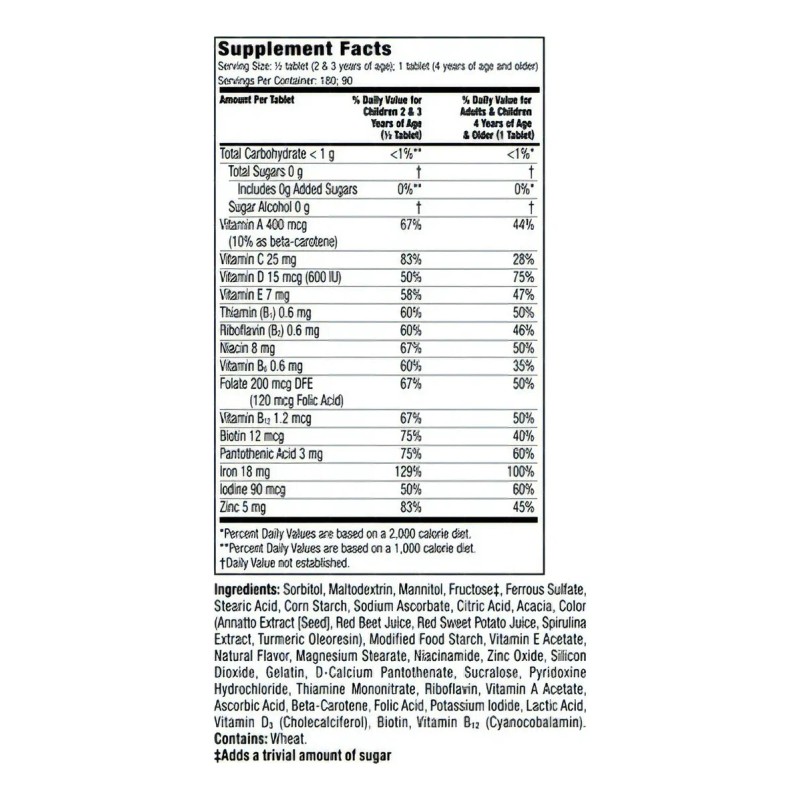 Multivitaminas Extra Hierro Para Niños Flintstones 90tab Sabor Frutas