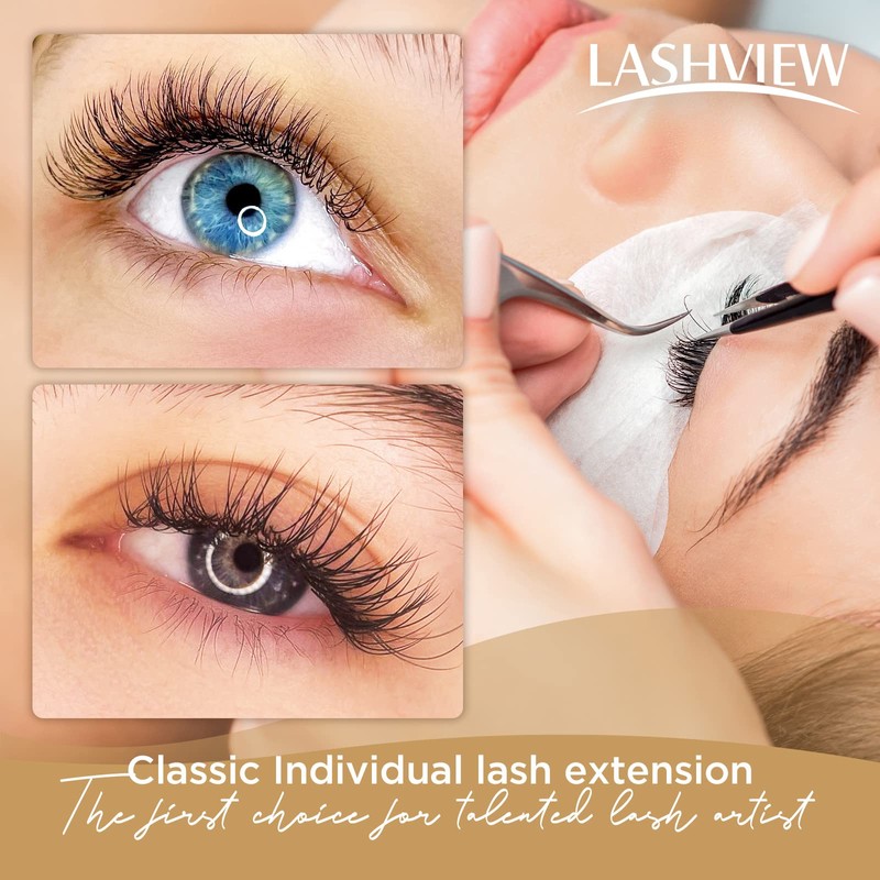 LASHVIEW Eyelash Extensions,Individual Lashes,Premium Single&Classic Lases,0.15 D Curl Thickness 12mm,3D