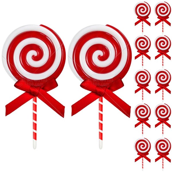 12Pcs Christmas Plastic Candy Cane Lollipop Ornament, Xmas Tree Hanging