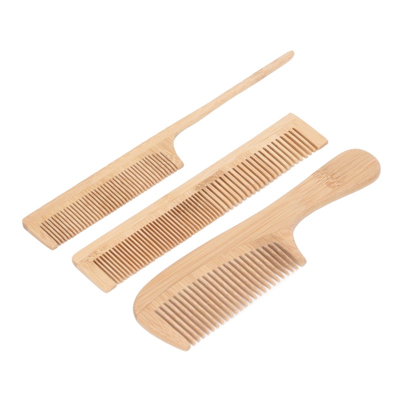 6pcs Bamboo Hair Comb Set for Barber Anti Static Heat