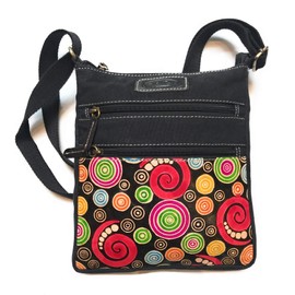 Macha Ethnic Cotton Bag with Colorful Prints and Leather Inserts Cotton and Leather Shoulder Bag for Women Ethnic Indian Colorful, black