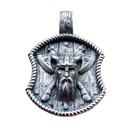 Viking Pendant Sterling Silver 925 Odin Head Norse Pagan Handmade Jewellery