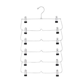 3 Pack - 6 Tier Skirt Hangers, Closet Space Saver with Clips for Pants, Shorts, Skirts, Leggings
