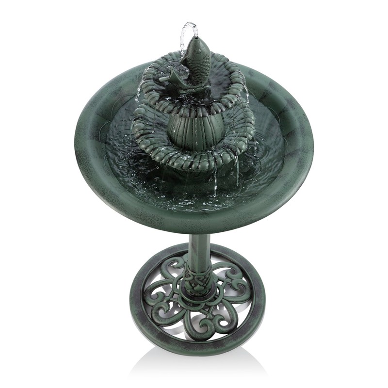 Alpine Corporation TEC104 Outdoor Floor 3-Tiered Pedestal Soothing Cascading Waterfall